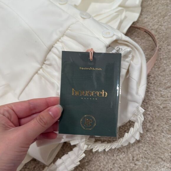 NWT House of CB GEORGIE White Stretch Cotton Halter Neck Midi Dress - Picture 7 of 7